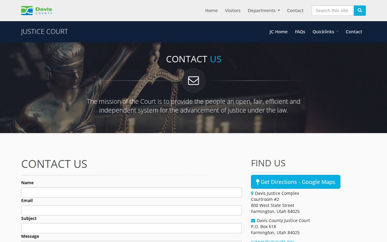 Davis County Justice Court records counter information