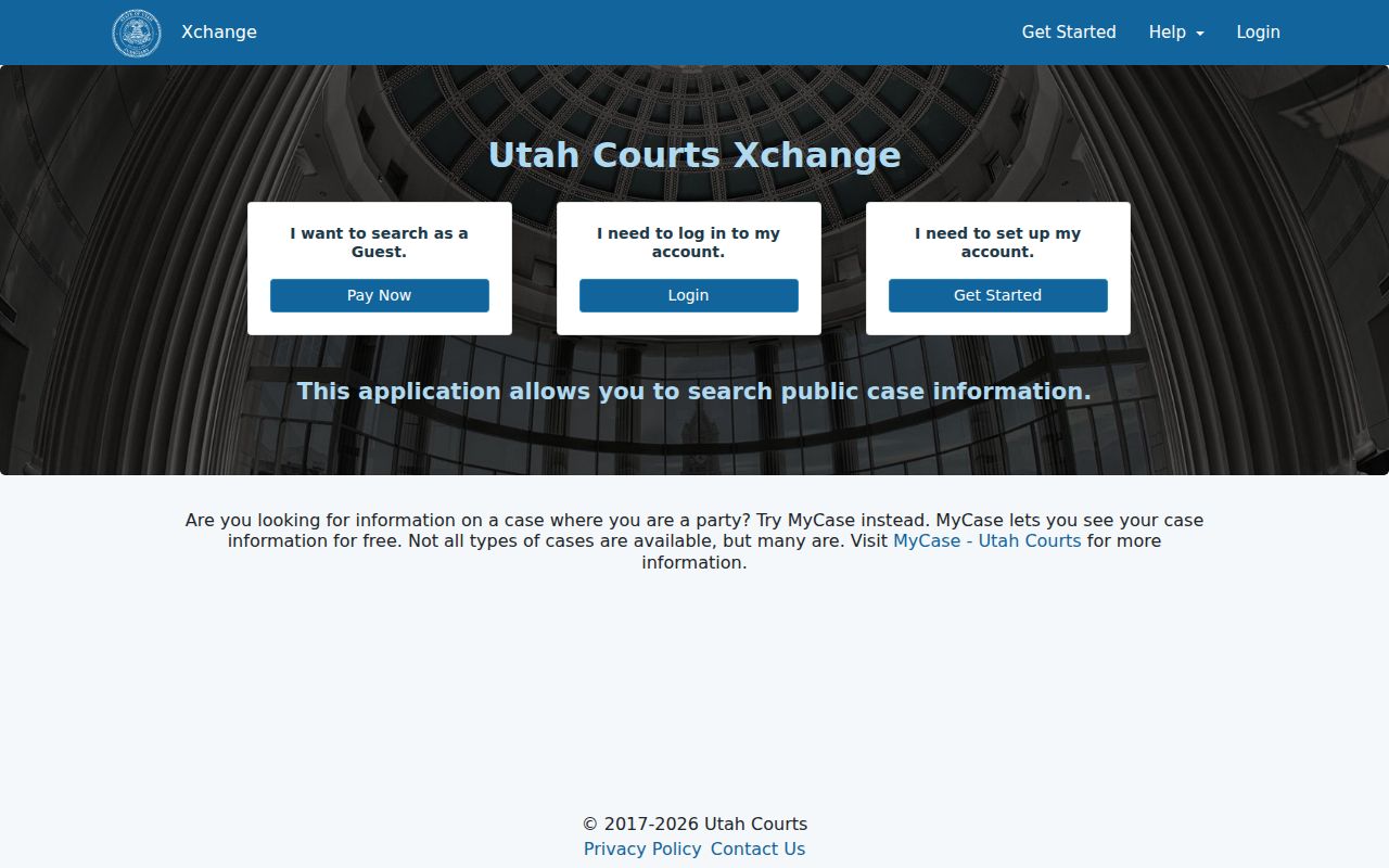 Davis County docket search form in Xchange